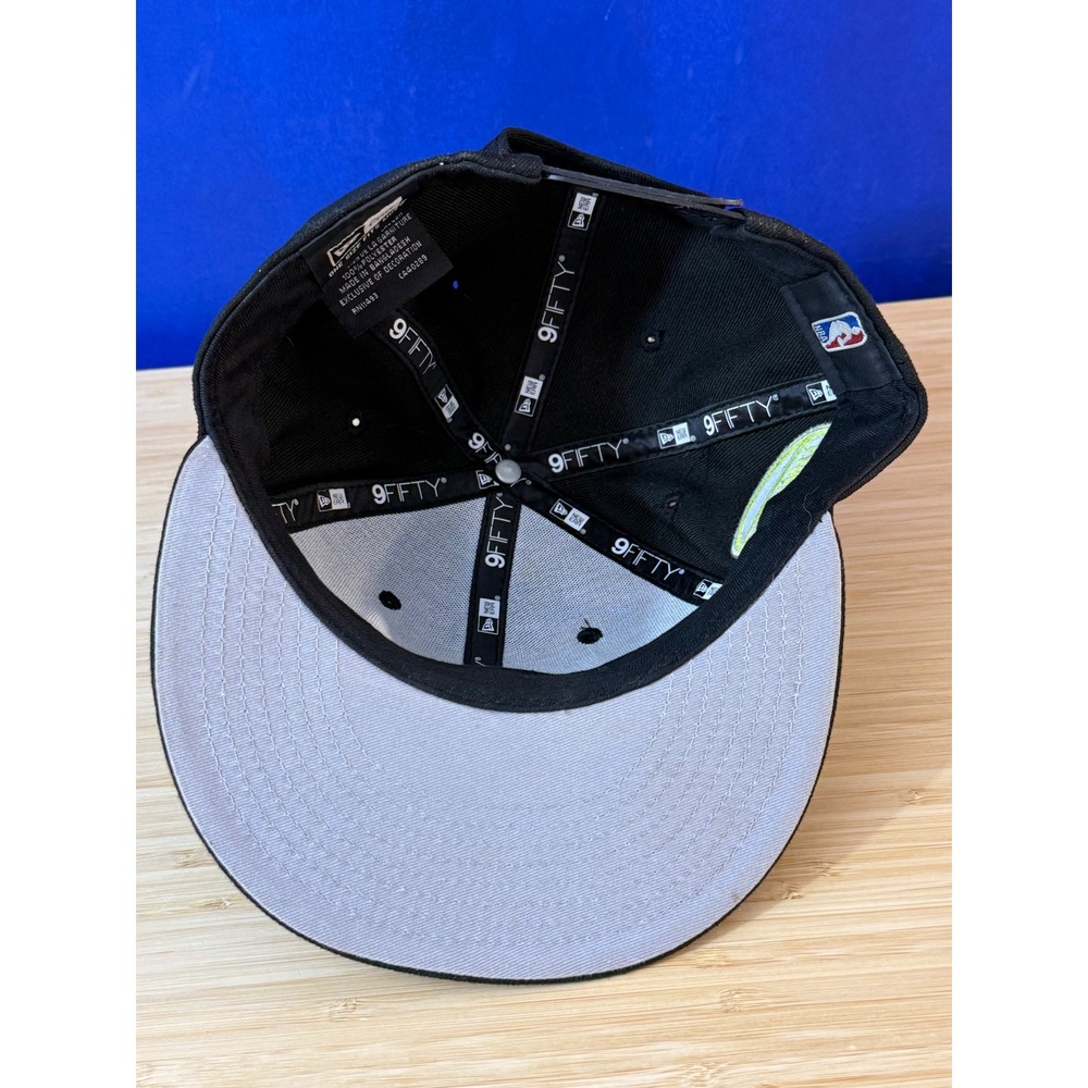 New Era 9FIFTY New York Knicks Snapback Hat Black Neon Logo NBA Cap OSFM - Picture 5 of 8